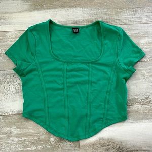 women’s bright green cropped square neck corset top size M